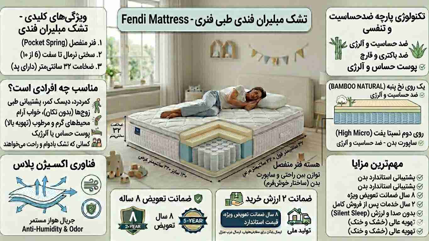 تشک مبلیران فندی طبی فنری