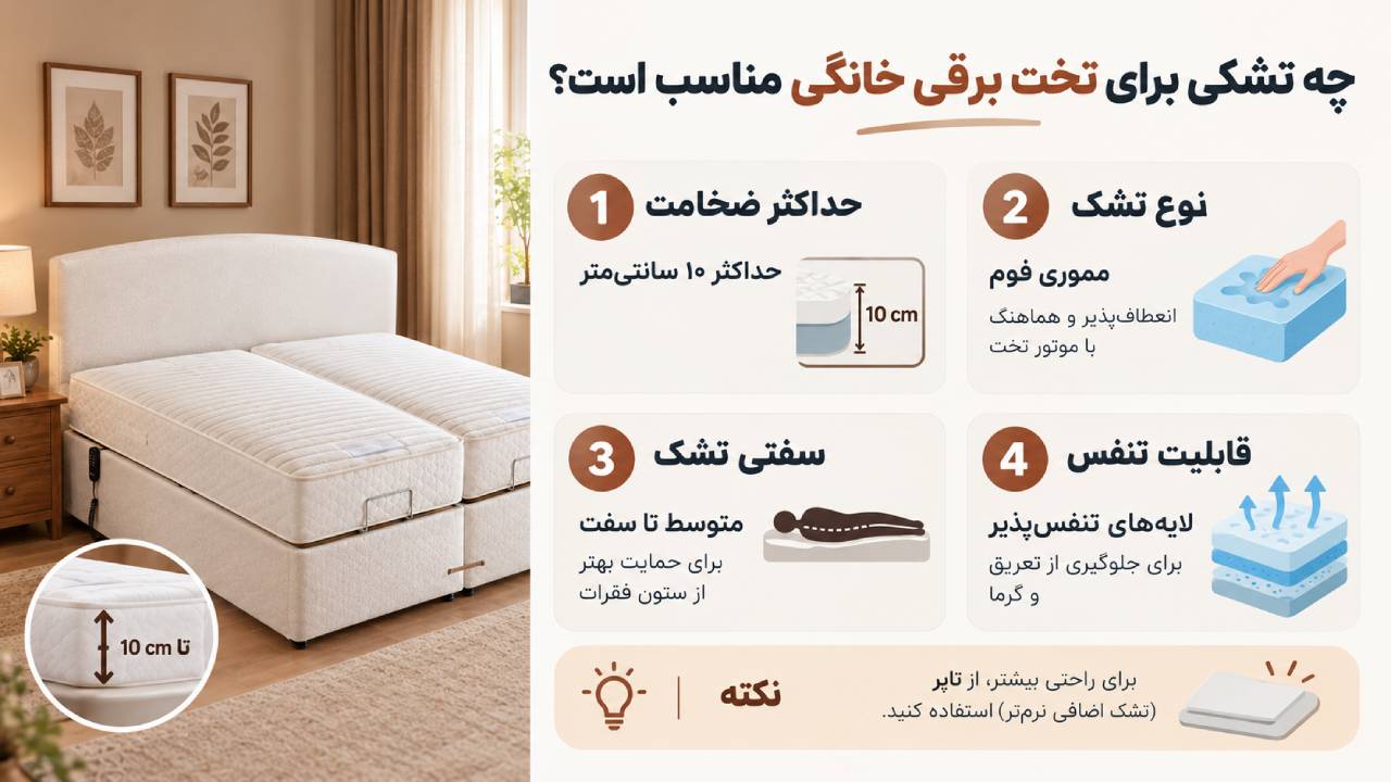 چه تشکی برای تخت برقی خانگی مناسب است؟