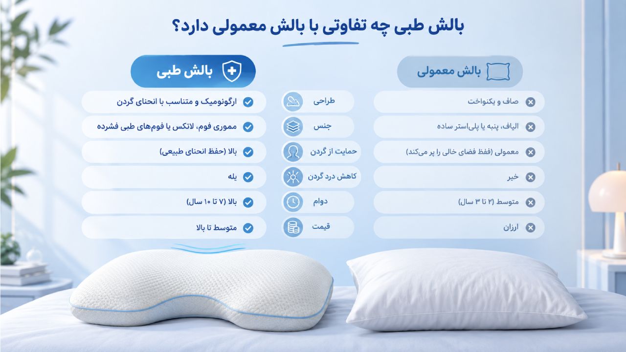 بالش طبی چه تفاوتی با بالش معمولی دارد؟